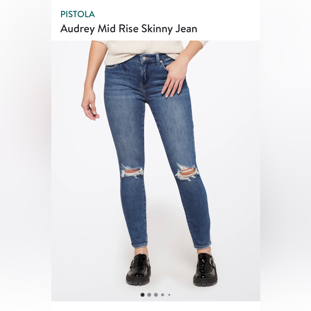 Pistola Mid Rise Skinny Destroyed Jean Nwt